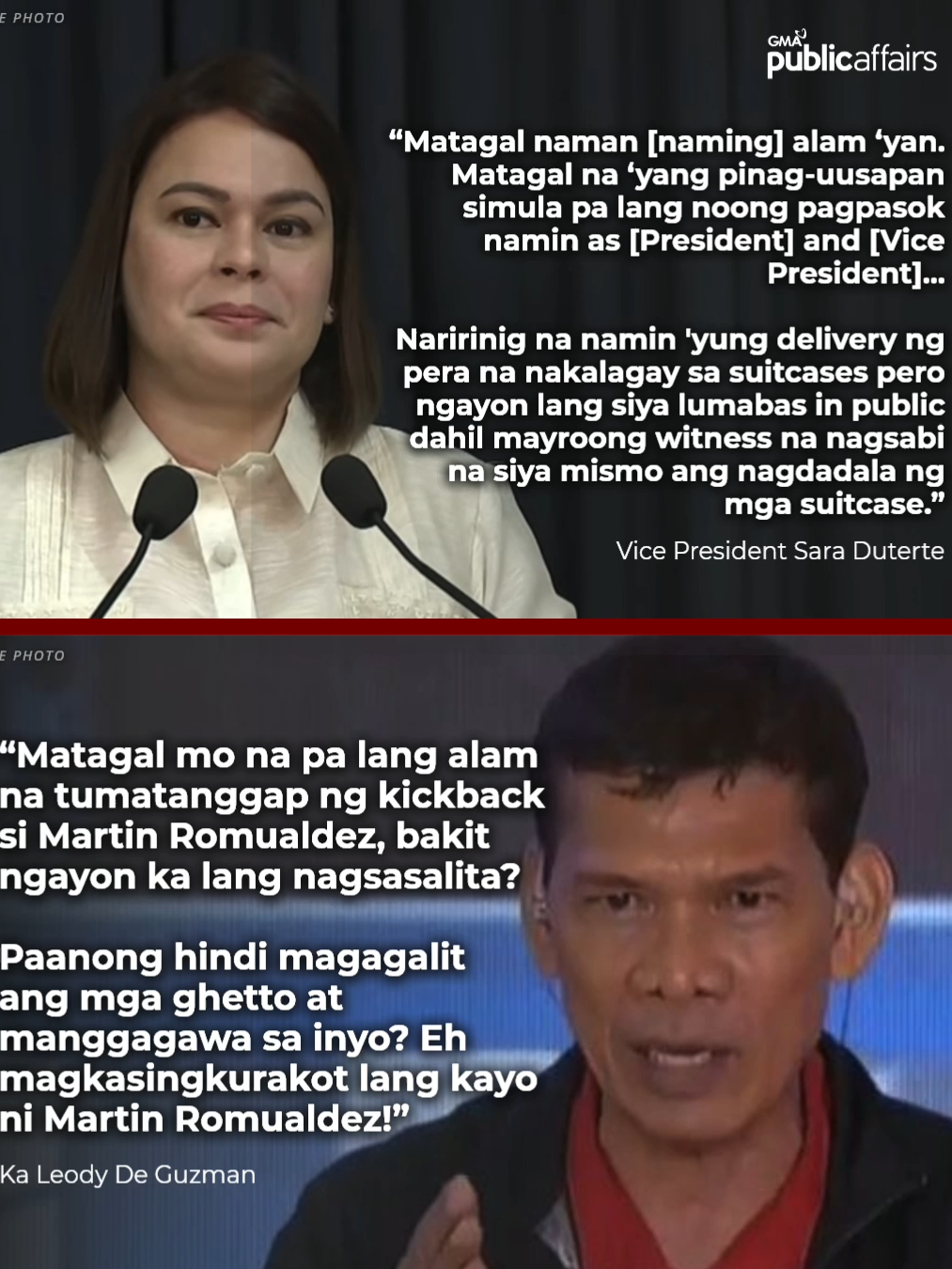 ‘BAKIT NGAYON KA LANG NAGSASALITA?” Ito ang naging buwelta ni Ka Leody De Guzman sa naging pahayag ni Vice President Sara Duterte sa alegasyon na nakatanggap umano si Leyte 1st District Rep. Martin Romualdez ng “kickbacks” sa illegal gambling at maanomalyang flood control projects.