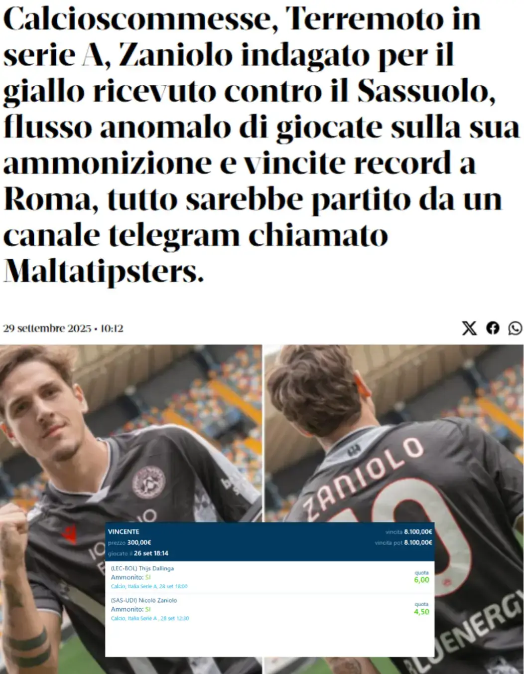 #calcio #zaniolo #ammonizione #arbitro #udinese 