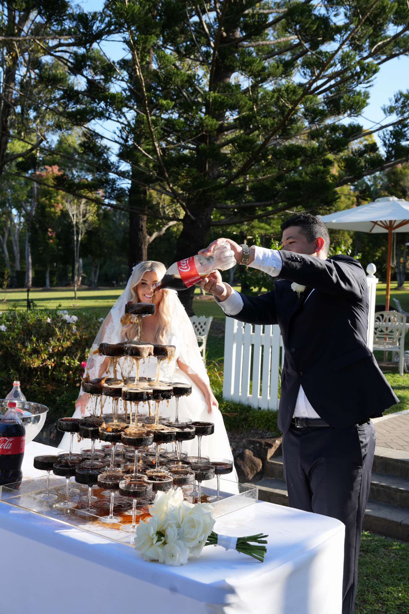 POV: You decided to do a Coke tower instead of Champagne…  Best decision EVERRR!! #cocacola #weddingtiktok #coketower #wedding #weddingday @Coca-Cola 