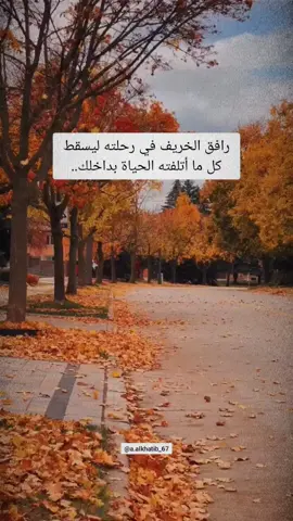 رافق الخريف في رحلته ليسقط كل ما أتلفته الحياة بداخلك #اقتباسات #vibes #حكم 