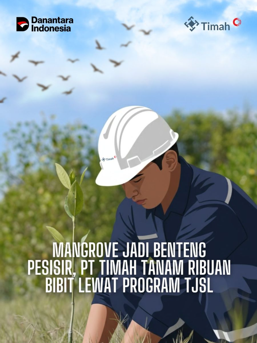 Mangrove bukan sekadar pohon, Ia penahan abrasi, rumah biota laut, hingga sumber penghidupan masyarakat. PT Timah Tbk menanam 11.000 mangrove demi ekosistem berkelanjutan. Mari bersama rawat bumi untuk masa depan 🌍 #Mangrove #PTTIMAH #TINS