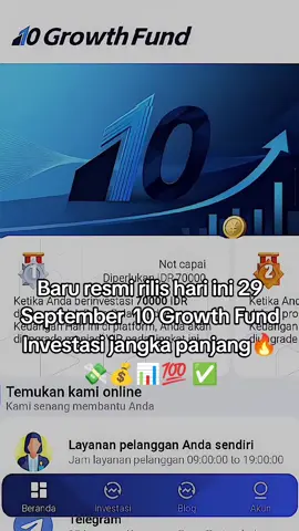 Baru resmi banget rilis hari ini 29 September Growth Fund Investasi jangka panjang 🔥📊💸💰💯 Profit masuk setiap hari 💸💰💸💯  Cocok banget buat pemula 💸💰🤑🥰📈📊Join di awal biar cuan banyak 💸💰🤑💯📊✅ #10growthfund #fyp #invest #aplikasipenghasiluang #bisnisonline 