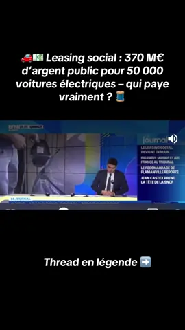 🚗💶 Leasing social : 370 M€ d’argent public pour 50 000 voitures électriques – qui paye vraiment ? 🧵 Le 30 septembre 2025, le gouvernement relance le leasing social pour voitures électriques : 50 000 dossiers, enveloppe 370 M€ (économie.gouv.fr & Journalauto). Principe : location longue durée d’une voiture électrique sur 3 ans min. Loyer plafonné < 200 €/mois (au moins une offre < 140 €/mois). Aide publique jusqu’à 7 000 € par véhicule (économie.gouv.fr). Coût pour le contribuable : 370 M€ pour 50 000 voitures = env. 7 000 € d’argent public par véhicule (Journalauto). Conditions : revenu fiscal ≤ 16 300 €/part, > 15 km domicile-travail ou > 8 000 km/an pro, pas cumulable avec bonus. Résultat : la classe moyenne est souvent exclue (info.gouv.fr). Quels modèles ? Véhicules électriques neufs < 2,4 t et < 47 000 €. Exemple concret : Dacia Spring, éligible mais fabriquée en Chine 🇨🇳. L’argent public français subventionne aussi des modèles produits hors UE (Wikipedia, Marianne). Abus et effets pervers : 2024 > 50 000 demandes, dépenses imprévues ; 60 % des bénéficiaires = déciles 4 et 5 (Que Choisir) ; pression sur les concessionnaires. Les libéraux dénoncent une “gabegie” publique. Contexte : Bruxelles impose la fin des véhicules thermiques neufs en 2035. Le leasing social pousse l’électrique mais c’est le contribuable français qui paye, tout en subventionnant l’importation (Commission européenne). Conclusion : 370 M€ d’argent public pour 50 000 voitures, classe moyenne exclue, modèles importés, abus et effets d’aubaine. On peut vouloir la transition mais sans gabegie et en soutenant notre industrie. #budget  #leasingsocial #economie #france #fyp