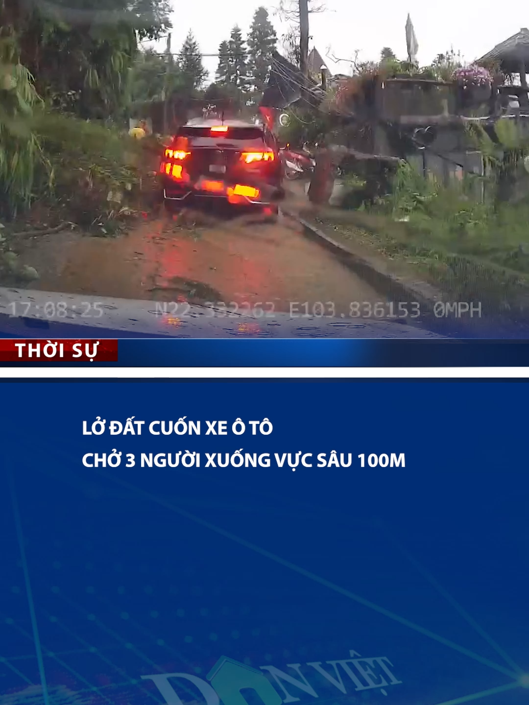 Lở đất cuốn xe ô tô chở 3 người xuống vực sâu 100m #danviet #tiktoknews #tiktokdieuky