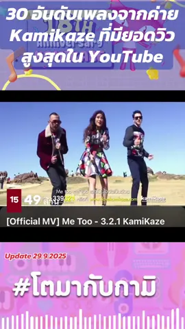 30 อันดับเพลงจากค่าย Kamikaze ที่มียอดวิวสูงสุดใน YouTube.. ชอบเพลงไหน ศิลปินใดกันบ้างครับ #โตมากับกามิ #กามิกาเซ่ #kamikaze #จอมแชร์ #ช่องเพลงฮิตติดชาร์ต 