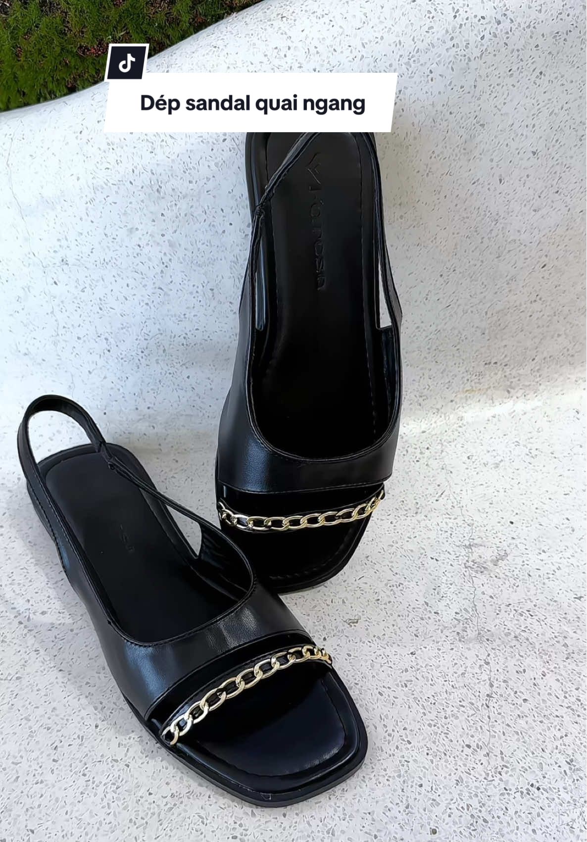 Dép xăng đan nữ Quai ngang gắn dây xích sang chảnh#sandal #depsandal #muataitiktokshop🛍 #huongkhenhday 
