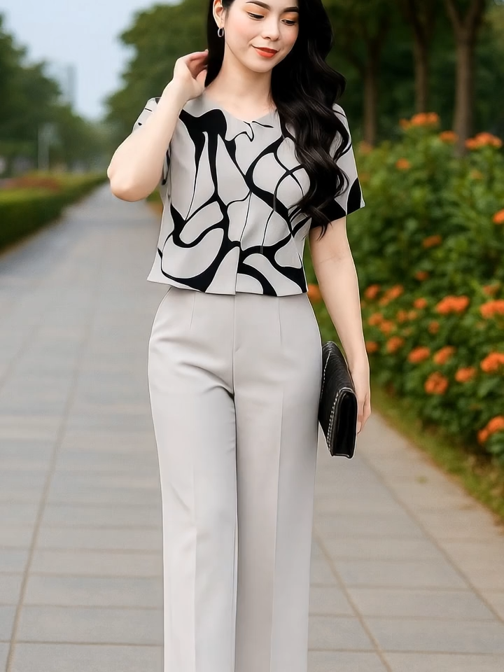Set áo cộc tay quần ống suông,#minashop3 #vayxinh #thoitrang #dobo #xuhuong #fyp #viral