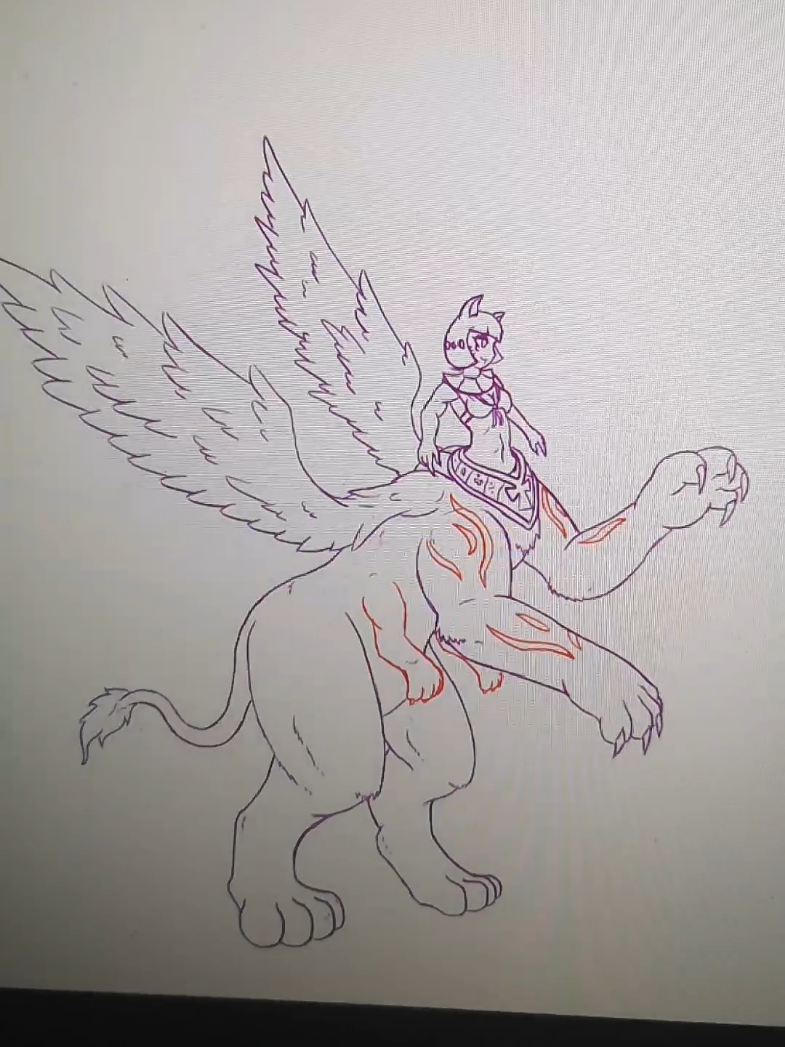 Im trying to make a Sphinx inspired character. I am trying to maybe also add in features from the chinese mythical creature Hundun. She's not finished yet but I'm trying some stuff to give her a memorable design😁 #ocart #characterdesign #sphinx #hundun #monstergirl 
