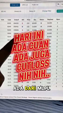 Hari ini ada cuan ada cutloss, tetep alhamdulillah 😍😍🤲🏻 #saham #tradewithgilang #papertobillion 