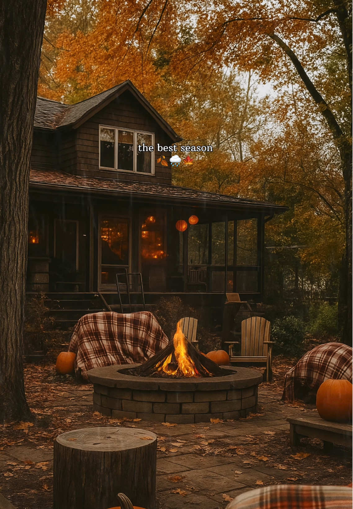 cloudy skies, cozy hearts 🧡  🌧️🍁☕️ this is my vibe 🍂 #cozyaesthetic #autumnvibes #cottage #cozyvibes #rainydays 