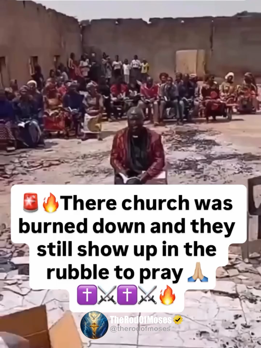 🚨📍Nigeia 🇳🇬🚨 There church was burned down and they still show up in the rubble to pray 🙏🔥✝️ You Brave Christian people I have nothing but admiration and respect for you all Christ is God Christ is King Christ is Our Saviour #Nigeria #jesusisking  👉Follow for more 👉@therodofmoses