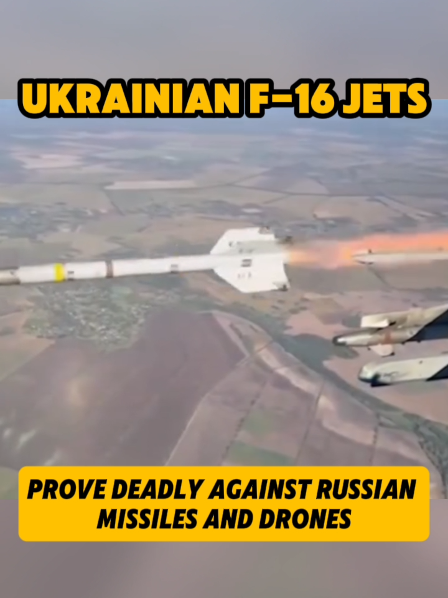 Ukrainian F-16 Jets Prove Deadly Against Russian Missiles and Drones The Ukrainian Air Force has released footage showing F-16 jets successfully intercepting Russian drones and cruise missiles during counter-drone operations, reportedly using air-to-air missiles. #Ukraine #F16 #AirForce #Russia #Defense