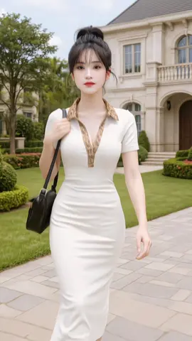 Đầm Body Thun Tăm Lạnh Tay Ngắn Dáng Dài Cổ Trụ Phối Sọc Caro