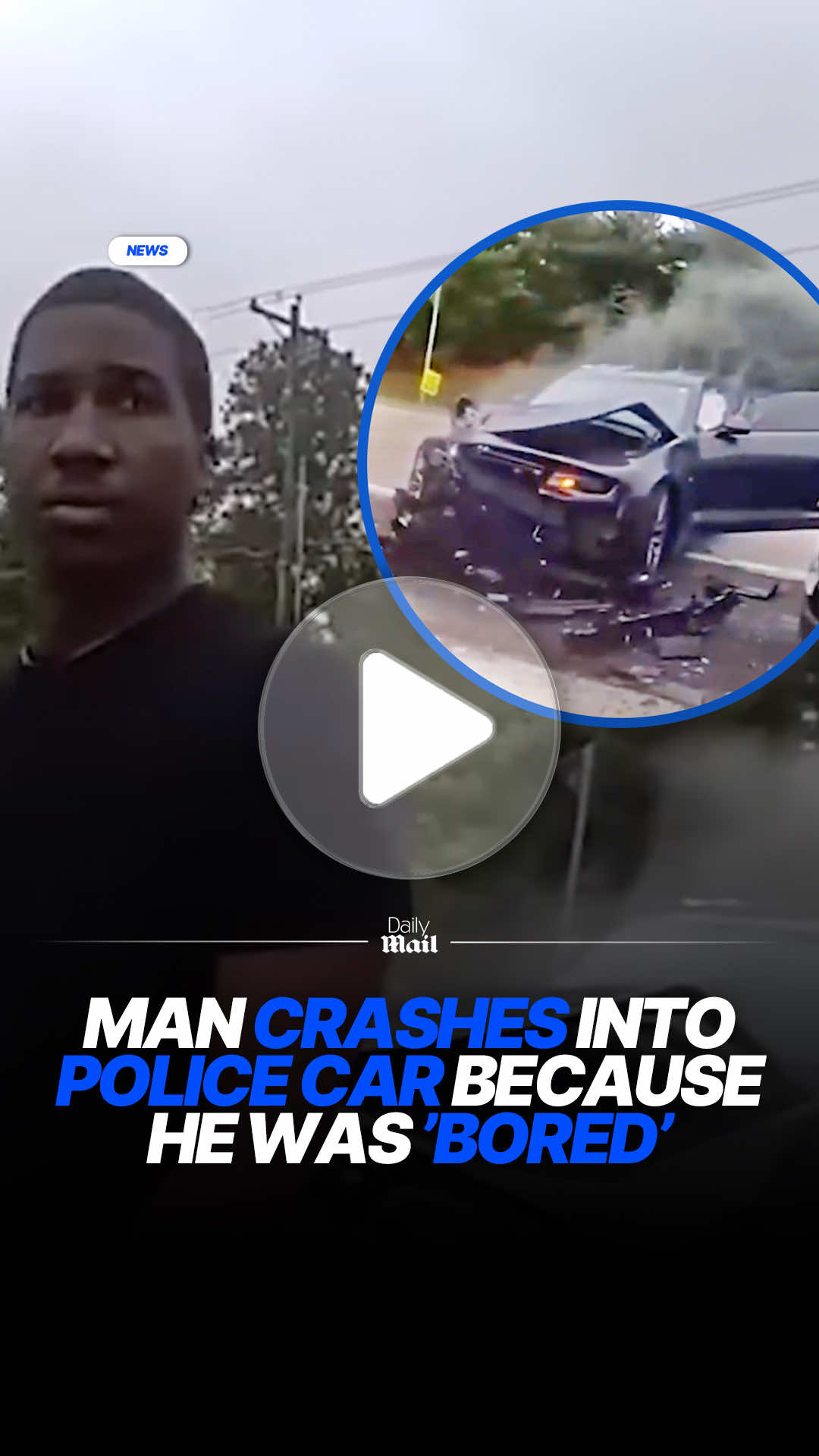 In Southern Illinois a man, Keajion Jennings, 28, drove directly into the police car as the officer was approaching the passenger side of another vehicle that he'd pulled over, according to KSDK. Fairview Heights Police released the body camera footage of the incident from the morning of September 24 in response to 'several' demands from the public. Read the full story on DailyMail.com 📷 Fairview Heights Police Department #police #bodycam #crime #traffic #news 