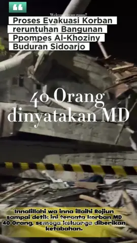 Innalillahi wainna illaihibrojiun turut berduka cita atas musibah yg terjadi 29/9/2025 pesantren Al-Khoziny Sda. Satu santri korban runtuhnya bangunan Pondok Pesantren (Ponpes) Al Khoziny di Sidoarjo atas nama Maulana Alfan Ibrahim asal Surabaya, meninggal dunia di RS Siti Hajar Sidoarjo, Senin (29/9/2025). #santrimeninggal  #pondokpesantren  #alkhoziny  #pondokpesantrensidoarjo  #fyp 