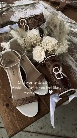Mostly DIY & thrifted and it came together perfectly. I’m so thankful for everyone’s help. I will have all tags in the comments🤍 #weddingday #weddingdetails #westernwedding 
