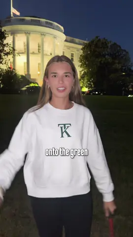 Chipping on the White House lawn! (New video out now).                                                                                            Merch out now at kaitrump.shop (link in bio) #trending #fyp #whitehouse #merch #golf 