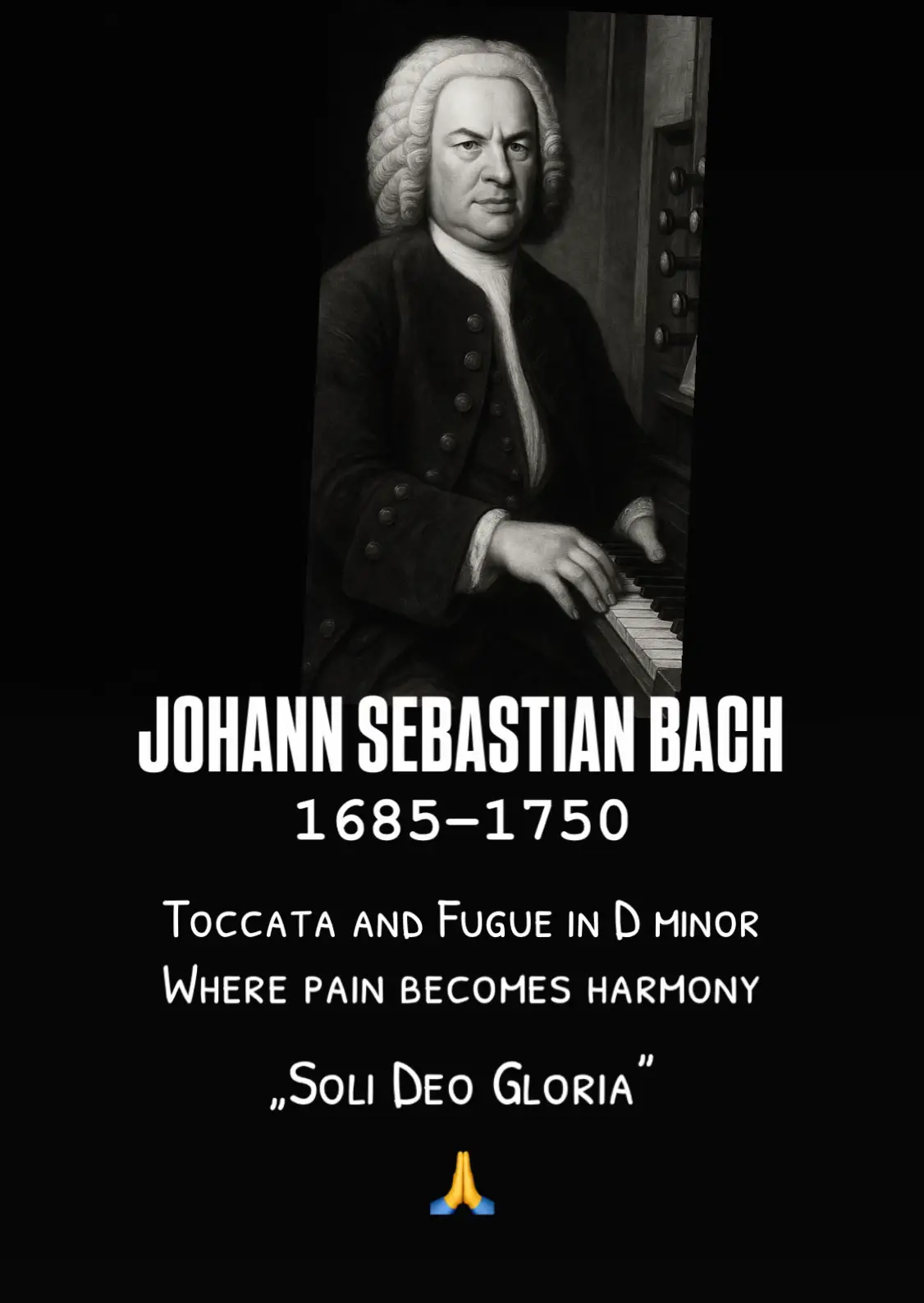 Johann Sebastian Bach s-a născut pe 31 martie 1685 la Eisenach, într-o familie unde muzica era tradiție și destin.  Dinastia Bach era celebră în toată Germania.  Tatăl său, Johann Ambrosius, era violonist și director muzical al orașului, iar unchii săi erau organiști și compozitori.  Crescut în această lume sonoră, micul Johann Sebastian a primit muzica odată cu primele bătăi ale inimii.  Totuși, copilăria lui a fost umbrită de durere: și-a pierdut mama la 9 ani, iar tatăl la 10 ani.  Orfan, a fost luat în grija fratelui său mai mare, Johann Christoph, care i-a oferit o educație muzicală riguroasă. Destinul l-a purtat prin mai multe orașe ca organist și compozitor, iar talentul său a uimit de fiecare dată.  A transformat orga într-o orchestră și contrapunctul într-o artă a infinitului.  Pentru Bach, muzica era în primul rând o rugăciune. El scria adesea pe partiturile sale „Soli Deo Gloria” – „Numai lui Dumnezeu Slava”.  Această credință profundă l-a susținut în marile încercări ale vieții. Ca om, Bach a cunoscut bucuria familiei, dar și tragedii sfâșietoare.  S-a căsătorit prima dată cu Maria Barbara, cu care a avut șapte copii.  După moartea prematură a soției, în 1720, a fost zguduit, dar și-a găsit din nou echilibrul prin muzică.  Doi ani mai târziu s-a recăsătorit cu Anna Magdalena, soprană, parteneră de viață și de artă, cu care a avut treisprezece copii.  În total, Bach a fost tatăl a douăzeci de copii, dar zece au murit în copilărie, iar doar șase au supraviețuit până la maturitate.  Această durere repetată i-a lăsat răni adânci, dar credința l-a făcut să transforme suferința în muzică plină de speranță.  Cantatele și coralele sale sunt rugăciuni în care lacrimile se topesc în lumină. În acest univers de durere și măreție se află și una dintre cele mai cunoscute lucrări atribuite lui: „Toccata și Fuga în re minor, BWV 565”.  Se crede că a fost compusă între 1703 și 1707, în tinerețe, când Bach era organist la Arnstadt.  Piesa uimește prin dramatism și forță.  Toccata, cu acordurile ei impetuoase, pare o chemare a destinului.  Fuga se desfășoară într-un joc al vocilor care se urmăresc și se completează, ca o imagine sonoră a luptei dintre întuneric și lumină.  Finalul este un strigăt de triumf, un glas al eternității. Totuși, misterul acestei lucrări nu poate fi ignorat.  Manuscrisul original al lui Bach nu s-a păstrat. Singura sursă cunoscută este o copie realizată de elevul său, Johann Peter Kellner, în jurul anului 1750.  Din acest motiv, unii muzicologi au pus sub semnul întrebării autenticitatea operei.  Stilul pare neobișnuit pentru Bach: are pasaje ce amintesc mai degrabă de o lucrare pentru vioară solo decât pentru orgă.  De aici ipoteza că piesa ar fi fost compusă inițial pentru vioară și transcrisă ulterior.  Există chiar și teorii că autorul ar fi putut fi alt compozitor contemporan. Cu toate aceste controverse, lumea muzicală continuă să o recunoască drept una dintre cele mai mari creații bachiene.  Poate tocmai misterul îi dă o forță aparte.  Când o auzi, nu contează cine a scris-o.  Simți puterea barocului, simți zbuciumul vieții, simți că Dumnezeu vorbește prin sunete. Bach și-a petrecut ultimele decenii la Leipzig, fiind cantor al Bisericii Sfântul Toma.  Spre sfârșit, sănătatea i s-a deteriorat.  Problemele de vedere s-au agravat, iar două operații nereușite l-au lăsat aproape orb.  Și totuși, nu a încetat să compună. Una dintre ultimele sale capodopere, “Arta fugii”, rămâne testamentul său spiritual și artistic. La 28 iulie 1750, Johann Sebastian Bach s-a stins din viață la Leipzig, la vârsta de 65 de ani.  Moartea sa a închis o epocă, dar a deschis un drum fără sfârșit.  Pentru că muzica lui, purtată de credință și durere, de iubire și de speranță, nu a murit niciodată. Astăzi, când ascultăm această lucrare, indiferent de enigma autorului, simțim prezența lui Bach. Simțim tragediile și credința, pierderile și înălțările lui.  Simțim glasul eternității care ne atinge sufletul. #johannsebastianbach #bach #classicalmusic #musica #baroquemusic 