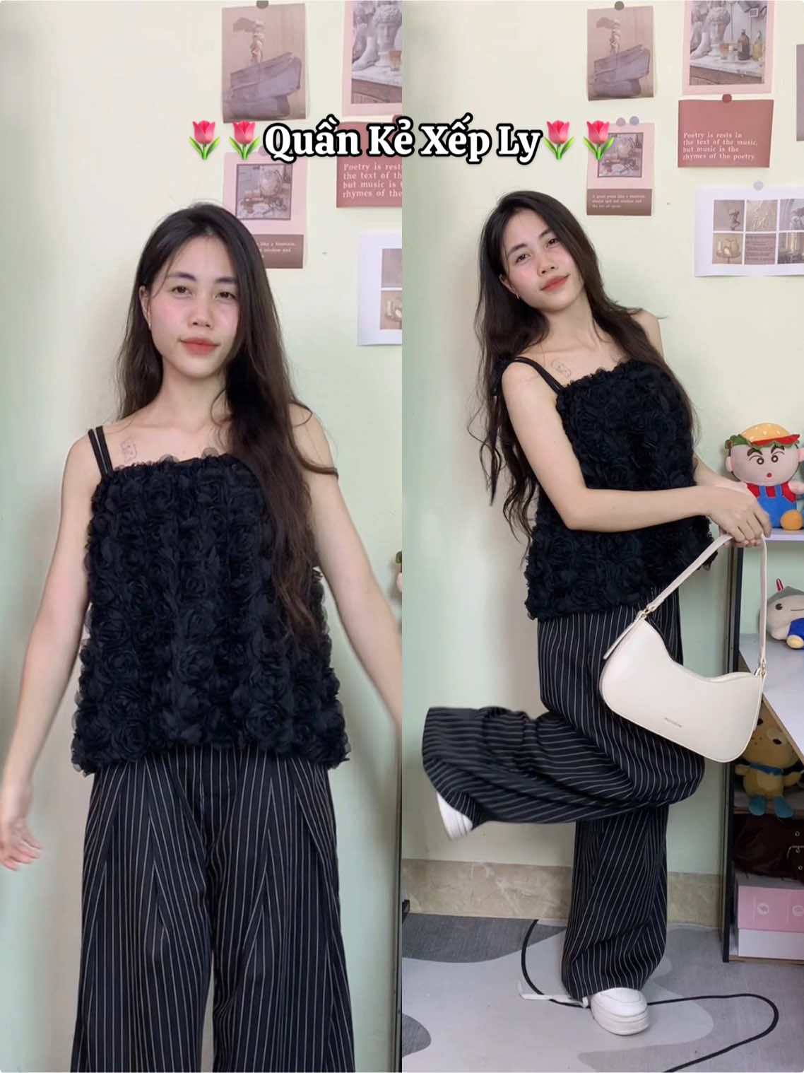 phối đồ với quần kẻ đơn giản, mặc đi chơi,… ✨✨💕✅ #xh #quanke #vairal #ongrong 