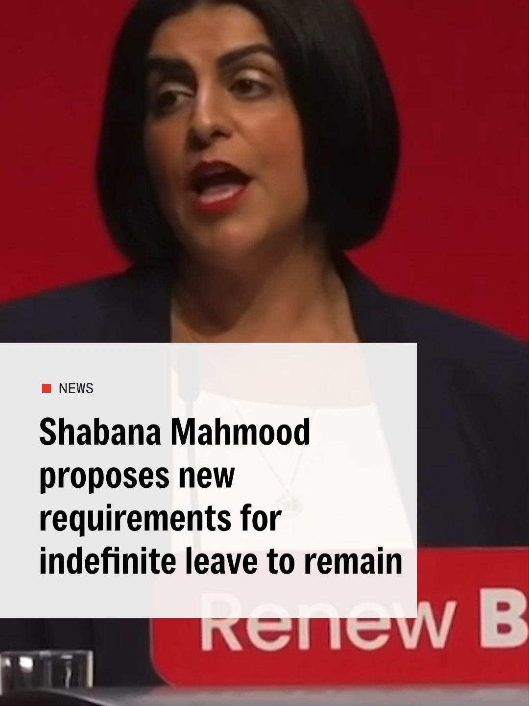 Shabana Mahmood is proposing new requirements for migrants to be eligible for indefinite leave to remain. Speaking at the Labour Party conference, the Home Secretary said the government will increase the minimum amount of time someone must have lived in the UK  to earn indefinite leave to remain from five years to ten. She also said she would propose a series of new tests, including ‘not taking a penny in benefits’ and ‘learning English to a high standard’. #politics #ukpolitics
