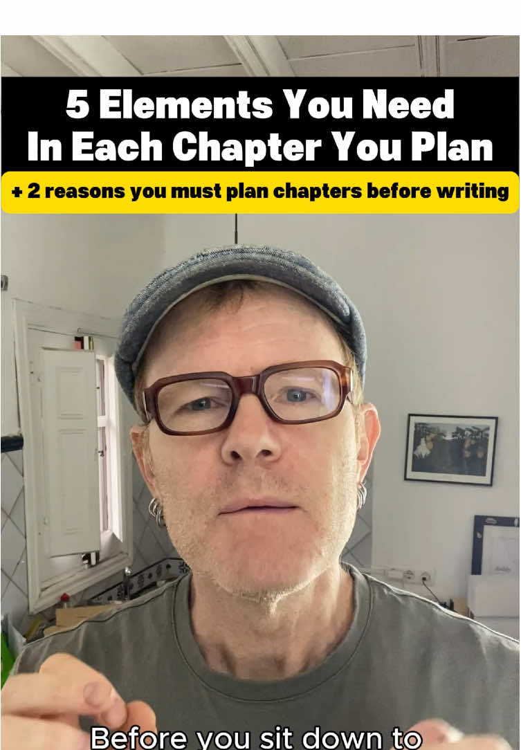 Chapters are a key unit of dramatic in your story. They need to do their job in propelling your novel's story forward in a way that keeps the readers engaged and builds a sense of rising action and tension. Key to ensuring that each chapter the book you're writing is doing its job is to plan them out beforehand. This writing tutorial video explains the five key elements that authors need to include in every chapter in their book for them to do their job. #novelwriting #BookTok #writersontiktok #writingtipsandtricks #storystructure 