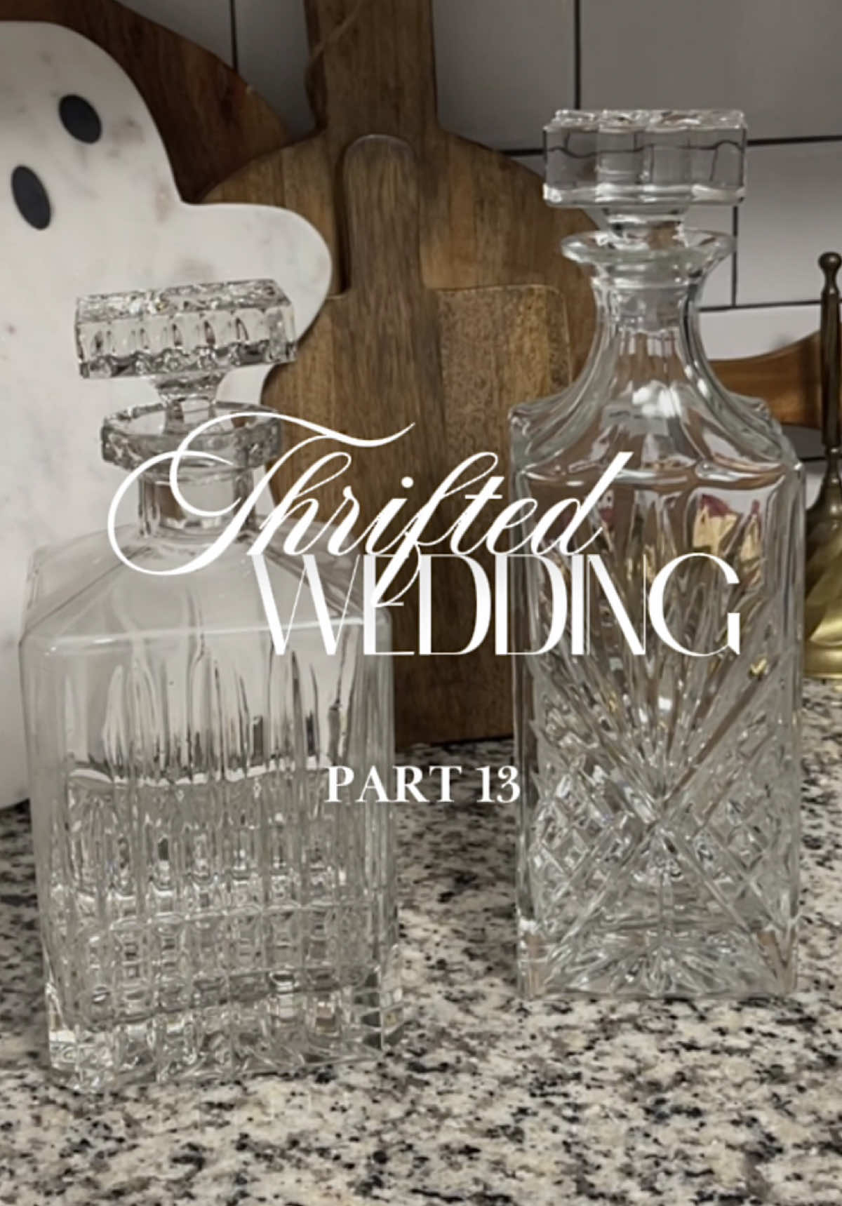 Part 13 | In loveee with these crystal decanters!! Can’t wait to see my vision come to life 🥂✨ #thriftedwedding #weddingonabudget #budgetbride #crystal #weddingbar 