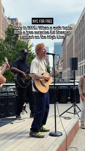 Only in NYC: When a walk turns into a free surprise Ed Sheeran concert on the High Line  @Ed Sheeran loves popping up and performing in NYC. Hope everyone is lucky enough to catch him one day! PS he is also performing for free tomorrow & you could get tix via @1iota to watch him live. Shared earlier via stories. Are you going? 🎥: @disneyfamilyfoodbites on IG #nycforfree #edsheeran