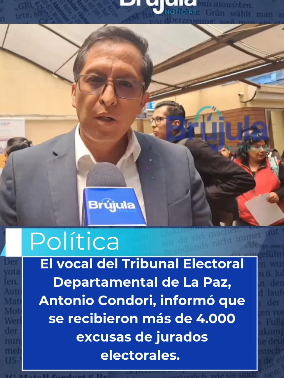 El vocal del Tribunal Electoral Departamental de La Paz, Antonio Condori, informó que se recibieron más de 4.000 excusas de jurados electorales. 29/09/2025 📹 Brújula Digital #juradoselectoralesbolivia #Bolivia #LaPazNoticias #bolivianoticias #fyp #politica