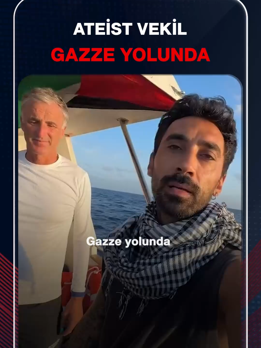 Gazze ablukasını kırmak için yola çıkan Sumud Filosu’nda bulunan gezgin Mesut Çakar, her şeyini geride bırakıp Gazze davası için gemiye binen İrlandalı vekil Chris Andrews’i ile yolculuğuna ait anları paylaştı.