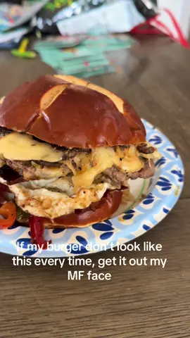 Double smash patties, fried egg, sautéed bell peppers, and onions, thick cut sliced bacon, on a pretzel bun. Was gonna add the hot link in there, but it wouldn’t fit. #food #burger #homemade #Foodie #foryoupage 