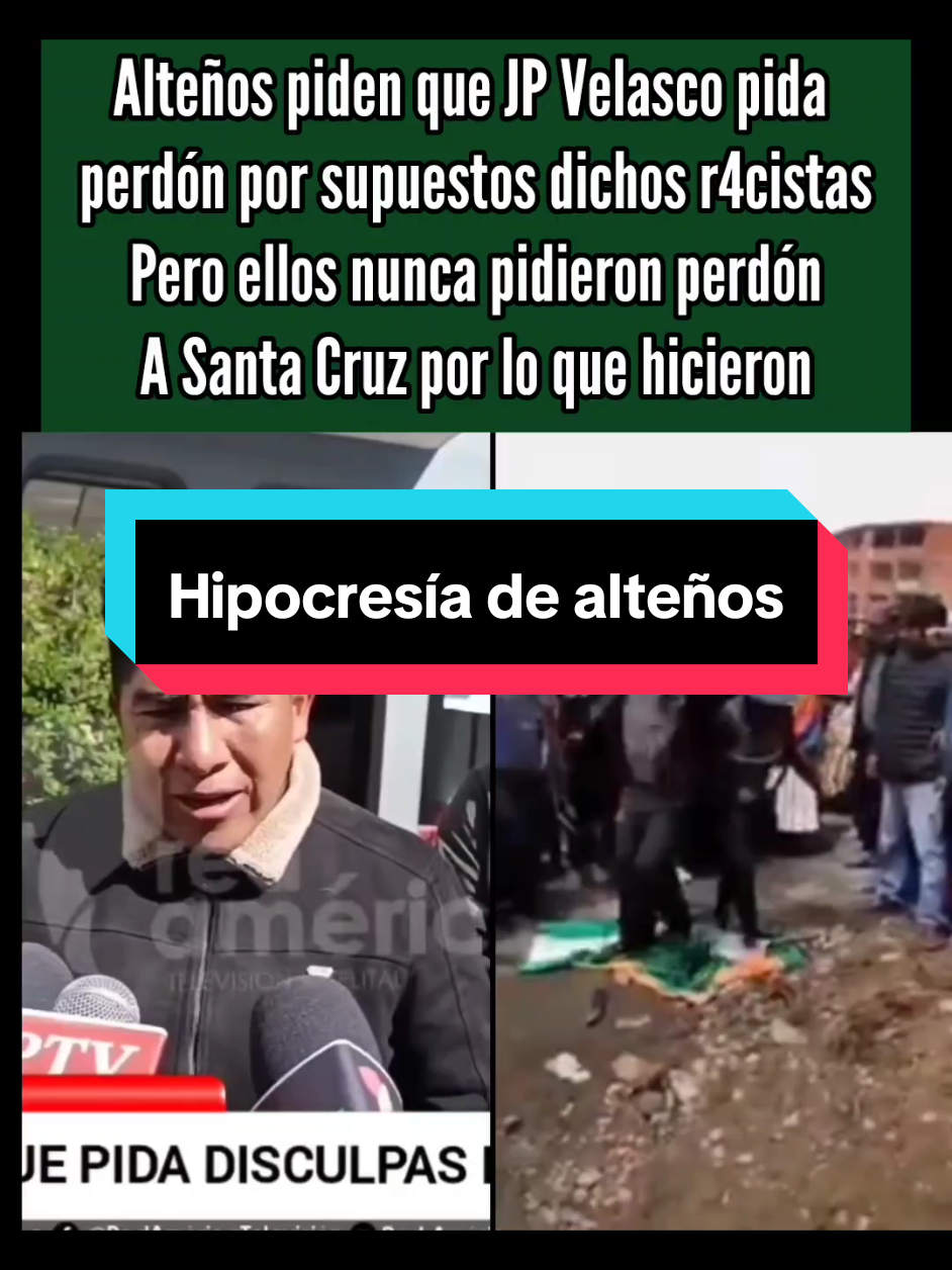Alteños piden a JP Velasco, pedir perdón por supuestos dichos racistas, pero ellos nunca pidieron perdón a Santa Cruz. #eleccionesbolivia #bolivia🇧🇴 #lapaz_bolivia🇧🇴 #cochabamba_bolivia🇧🇴 #santacruzdelasierra🇳🇬 