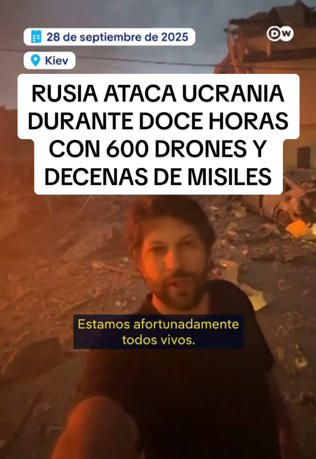 Rusia ataca Ucrania durante 12 horas con unos 600 drones y medio centenar de misiles El ataque masivo dejó al menos cuatro muertos en Kiev, incluida una niña de 12 años, y más de 70 heridos en distintas regiones del país. Los bombardeos alcanzaron viviendas, hospitales y fábricas, mientras las defensas aéreas ucranianas derribaron gran parte de los proyectiles. Polonia movilizó cazas de manera preventiva y la OTAN reforzó la vigilancia en la región. El presidente ucraniano, Volodímir Zelenski, denunció un “ataque contra civiles”, mientras Rusia afirmó que sus objetivos eran instalaciones militares.