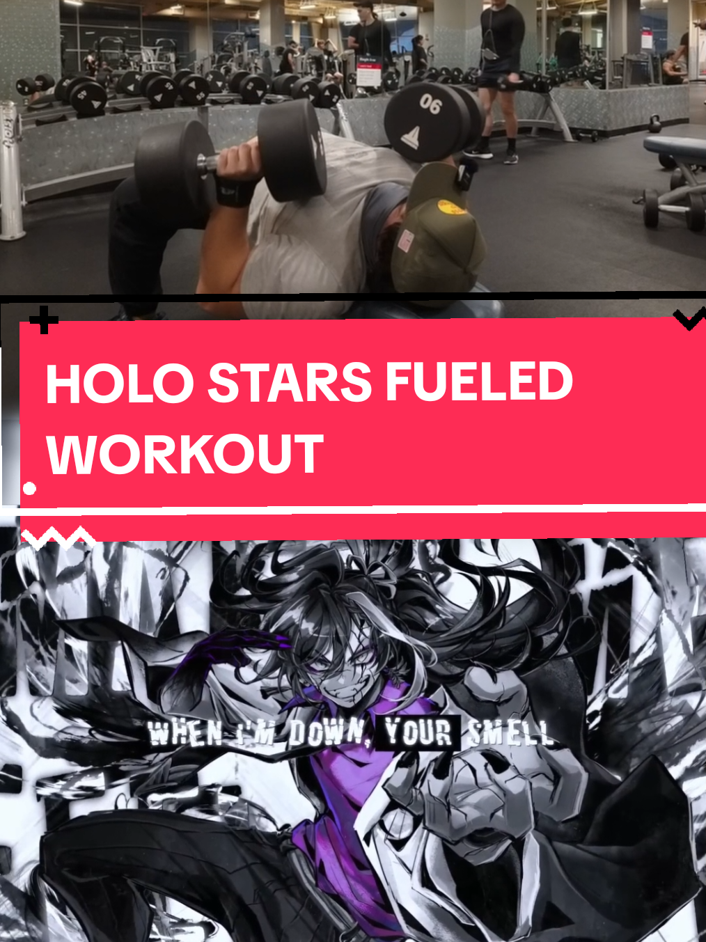 Holostars inspired workout ft. Banzoin Hakka Dumbbell bench press 90lbs x 7reps #vtubers #GymTok #vlift #holostars  #banzoinhakka 