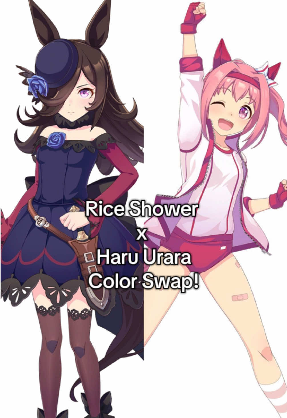Replying to @YC Rice Urara and Showe Haru?  Follow me on twitter/X! Hehe  #umamusume #riceshower #haruurara 