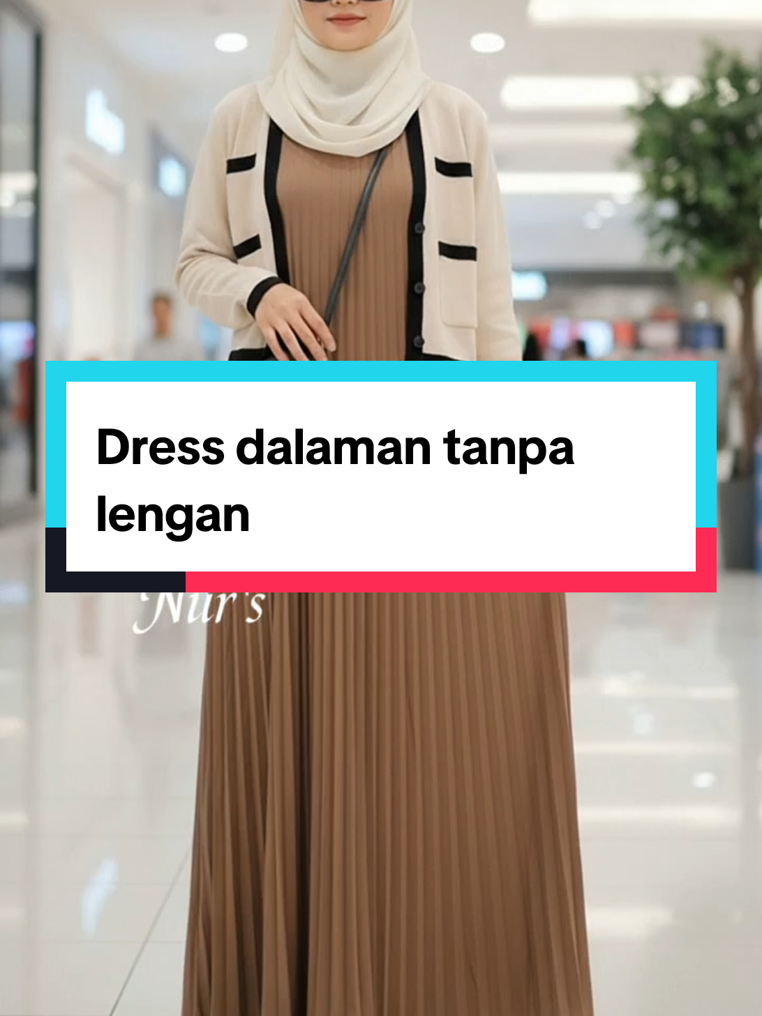 Dress dalam tanpa lengan, memang love pakai dengan cardigan#dresslabuh #dresspleated 