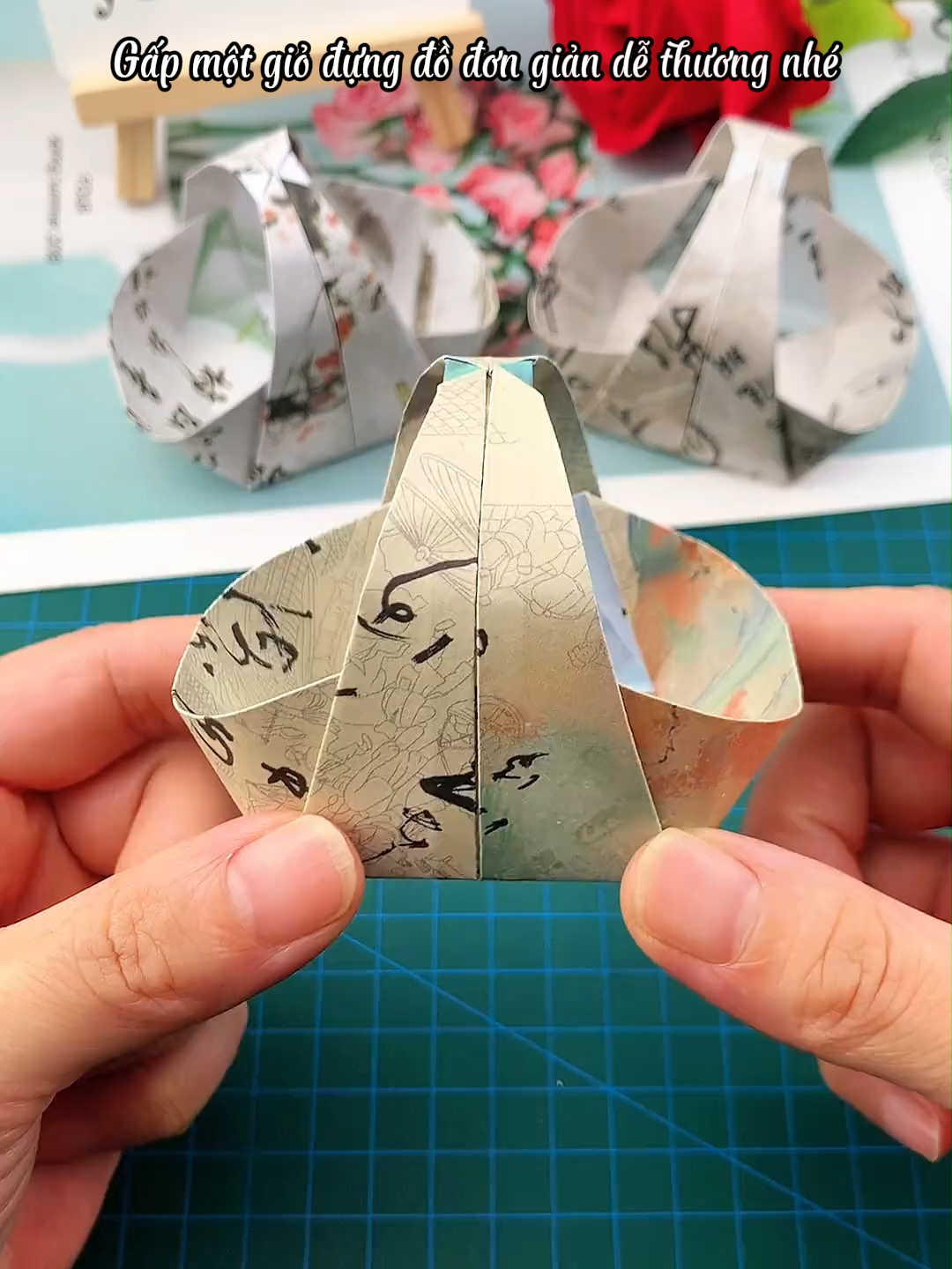 Gấp một giỏ đựng đồ đơn giản dễ thương nhé #origami #handmade