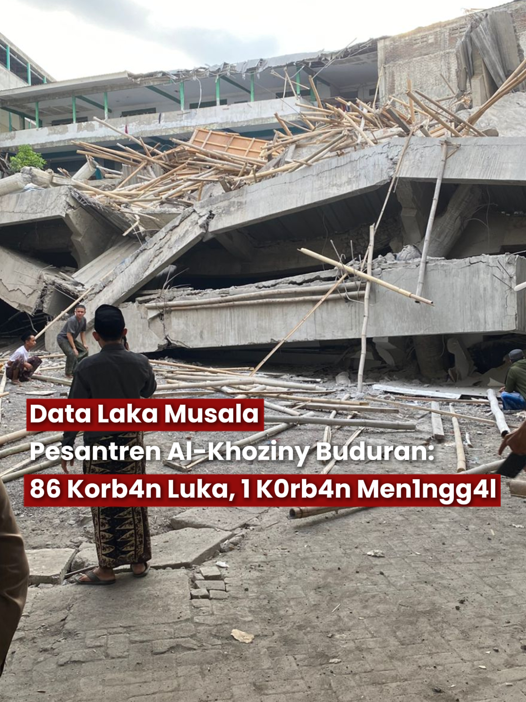 Korban reruntuhan musala Pesantren Al-Khoziny Buduran Sidoarjo per Senin 23.50 petang (29/9/2025), sejumlah 87 orang. Korban saat ini dalam perawatan di sejumlah rumah sakit, sedangkan satu orang dinyatakan men1ngg4l. Ikuti @tugujatimid untuk berita update di Jawa Timur. #tugujatim #alkhozinybuduran #sidoarjo