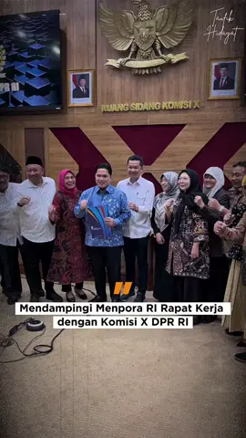 Mendampingi Bapak @erickthohir untuk Rapat Kerja (Raker) bersama Komisi X DPR RI untuk menyampaikan program kerja @kemenpora.  Seperti yang telah disampaikan Menpora @erickthohir akan melakukan evaluasi dan transformasi terhadap @kemenpora dengan 4 rencana jangka pendek dan menengah yang menjadi fokus ke depan, yakni reformasi birokrasi melalui deregulasi, perbaikan tata kelola administrasi, pembangunan karakter pemuda dan pemudi melalui organisasi kepemudaan, dan olahraga sebagai cermin kedigdayaan bangsa.  Harapannya langkah ini akan berdampak nyata bagi generasi muda serta prestasi olahraga Indonesia di masa depan. #TH 