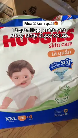 Mua 2 kèm quà!! Tã quần Huggies skincare tràm trà M106/ L104/ XL88/ XXL80 #huggies #mebe #xuhuong #trending #taquanchobe 