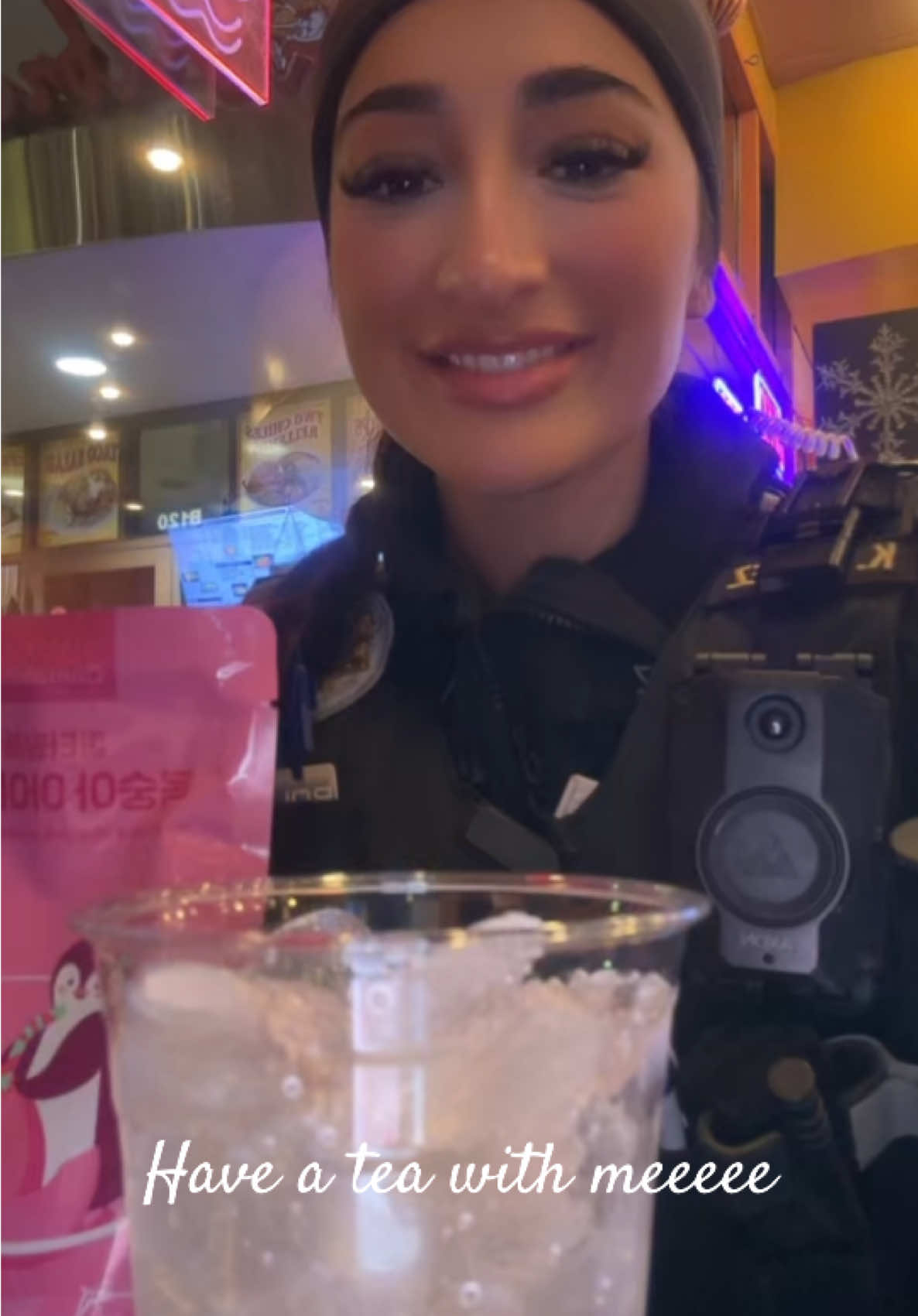 Try some tea with meee. Just a reminder cops get lunch breaks too #icedtea #cops #policeofficer #femalepoliceofficer 