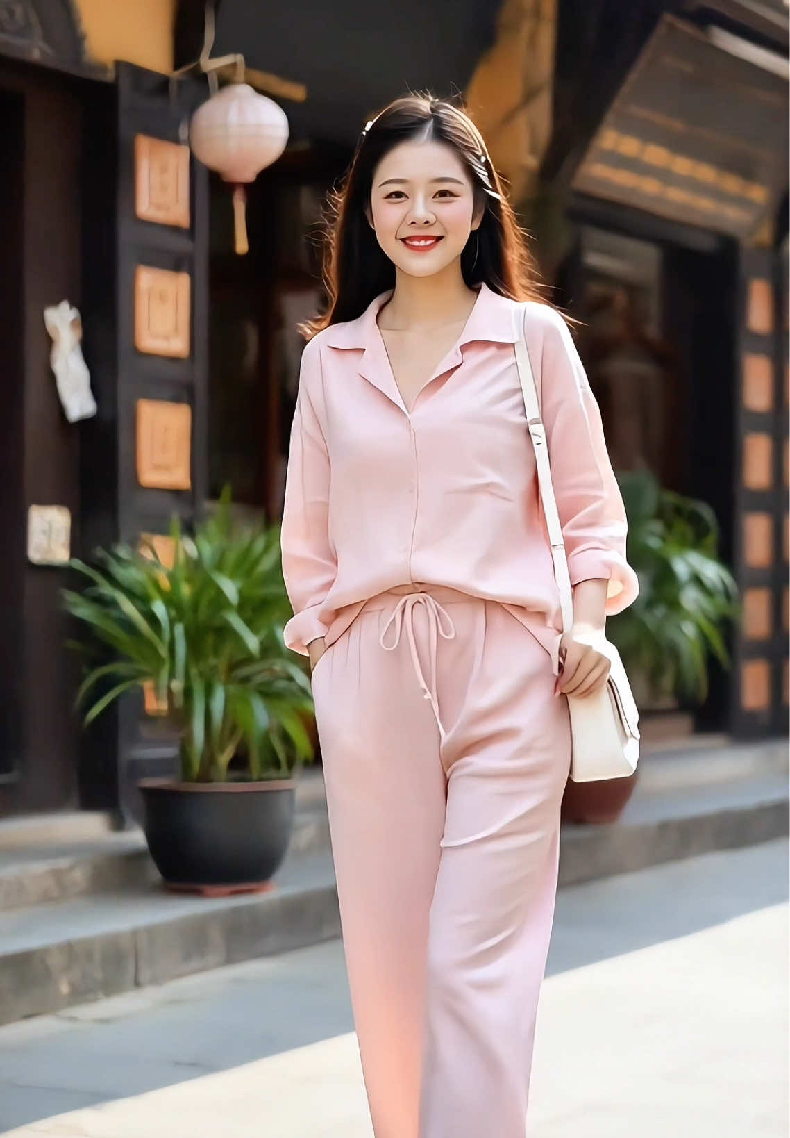 Set bộ nữ - quần dài + áo dài. 40-80kg sang trọng lịch sự - chất liệu đũi tơ mềm mịn mát. #shopcamhong #setaosomiquansuong #setaosomikemquan #setbosominu #thoitrangnu 