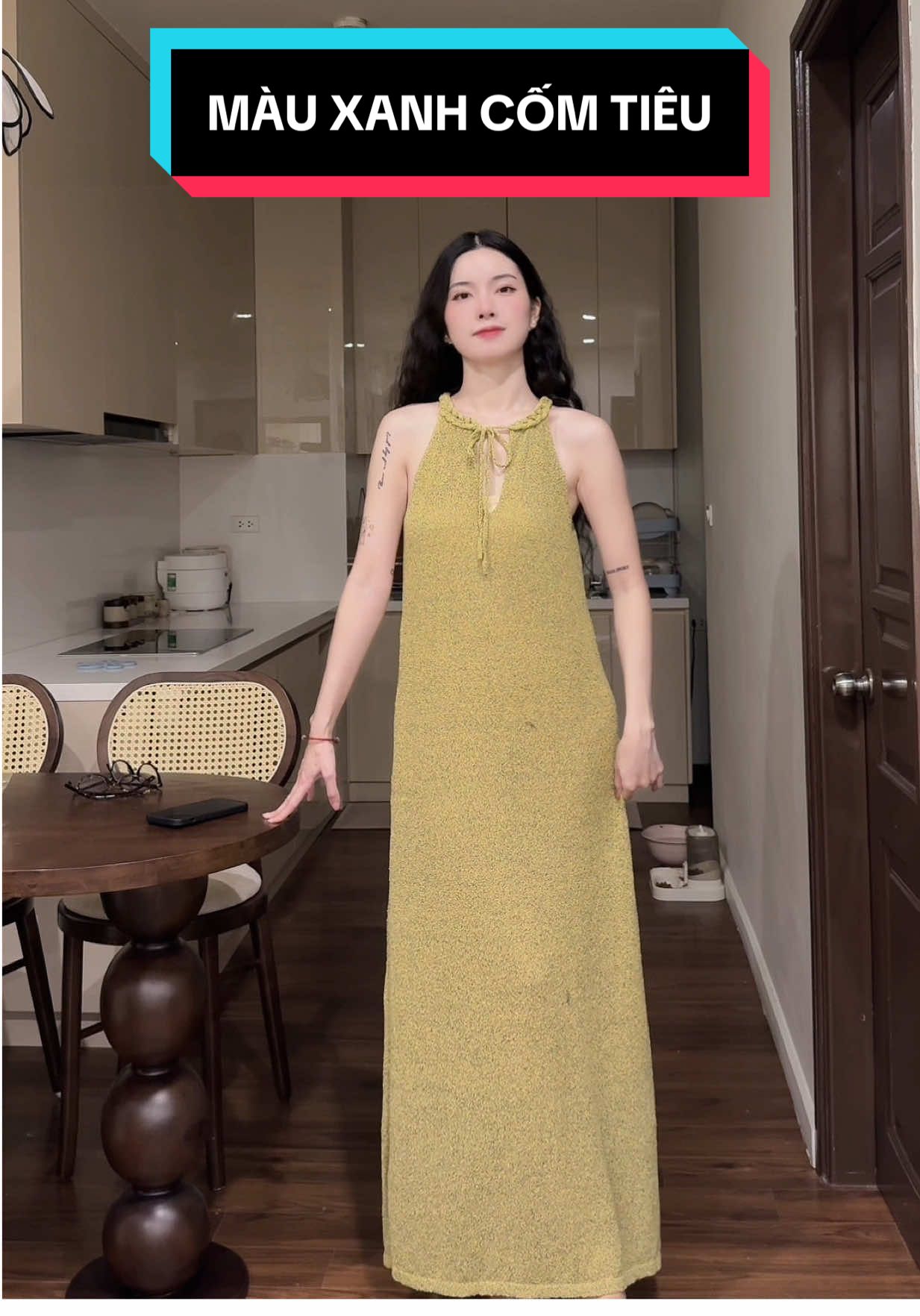 Đầm len xanh cốm tiêu xinh xắn #nanakimdua 