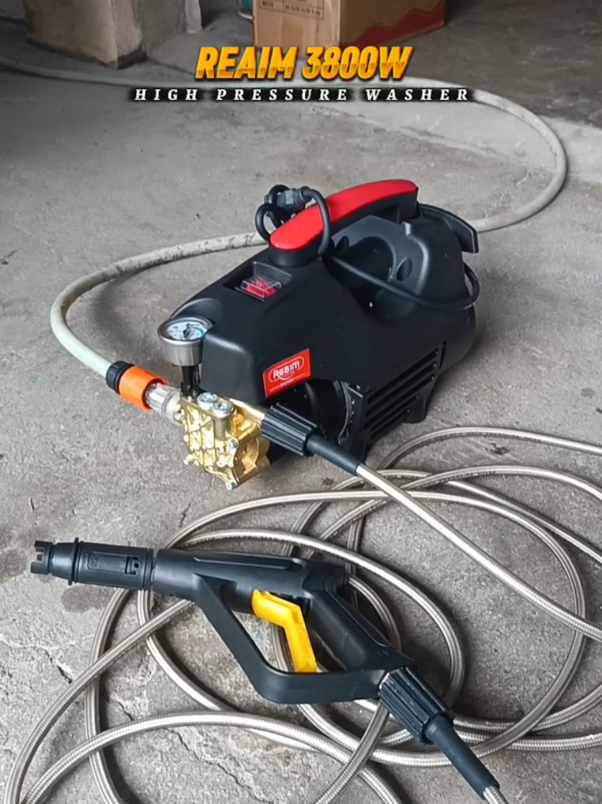 REAIM 3800W Portable High Pressure Washer 8000KPa Heavy Duty Multi-purpose Washer With Adjustable Spray Gun. Perfect For Carwashing, Motorwashing🔥 #reaim #pressurewashing #highpressurewasher #pressure #fyp 