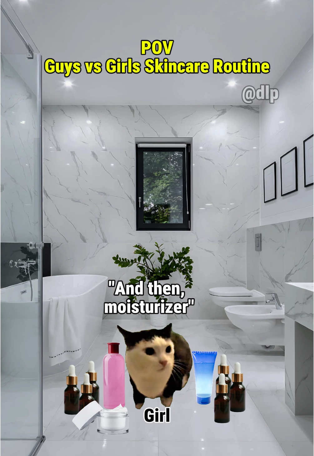 Girls vs. Guys Skincare Routine #catmeme #catsoftiktok #relatable #Relationship 