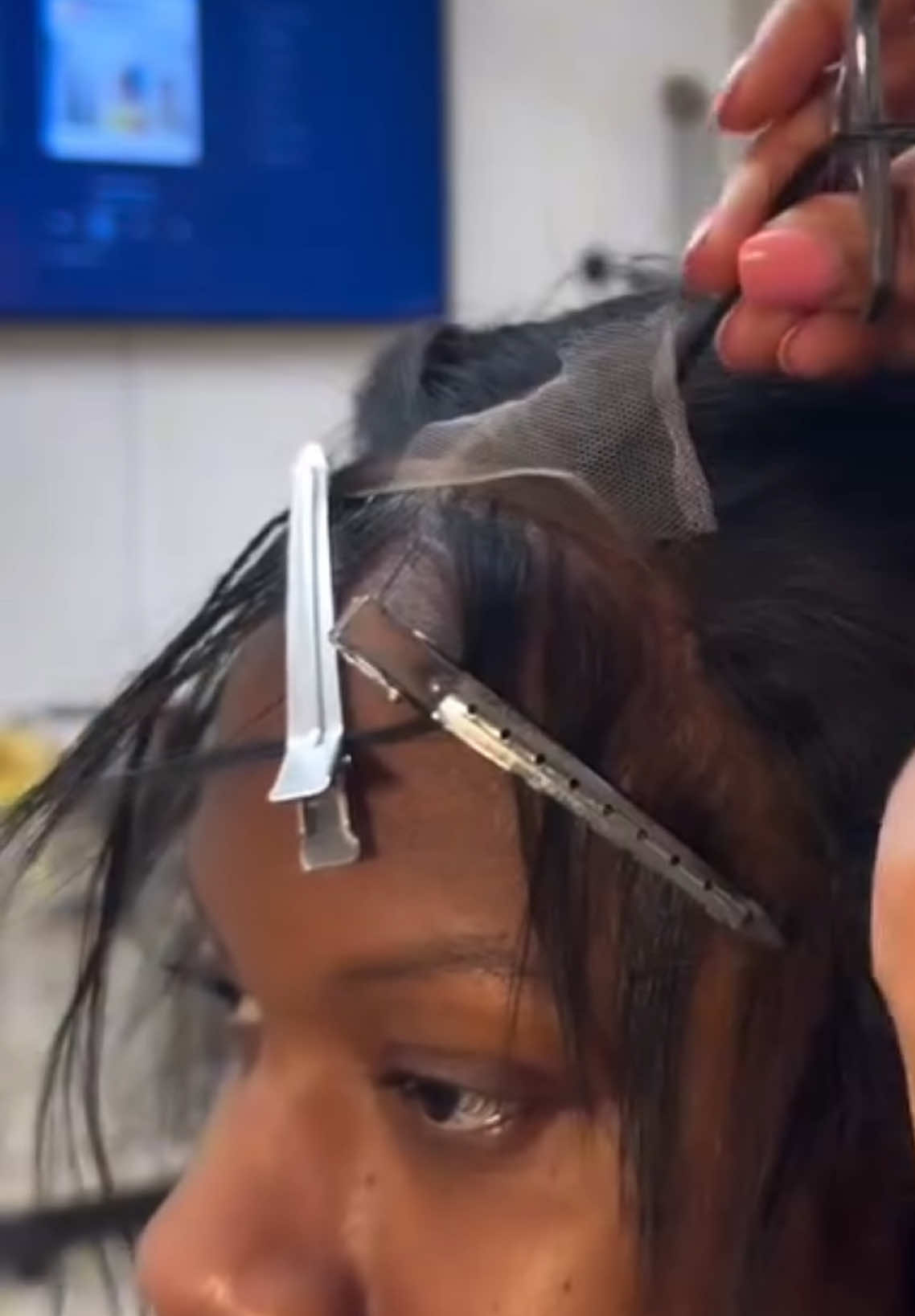 Closure installed behind hairline #closureinstall #closurewiginstall #naturalhairline #fyp #hairtutorial 