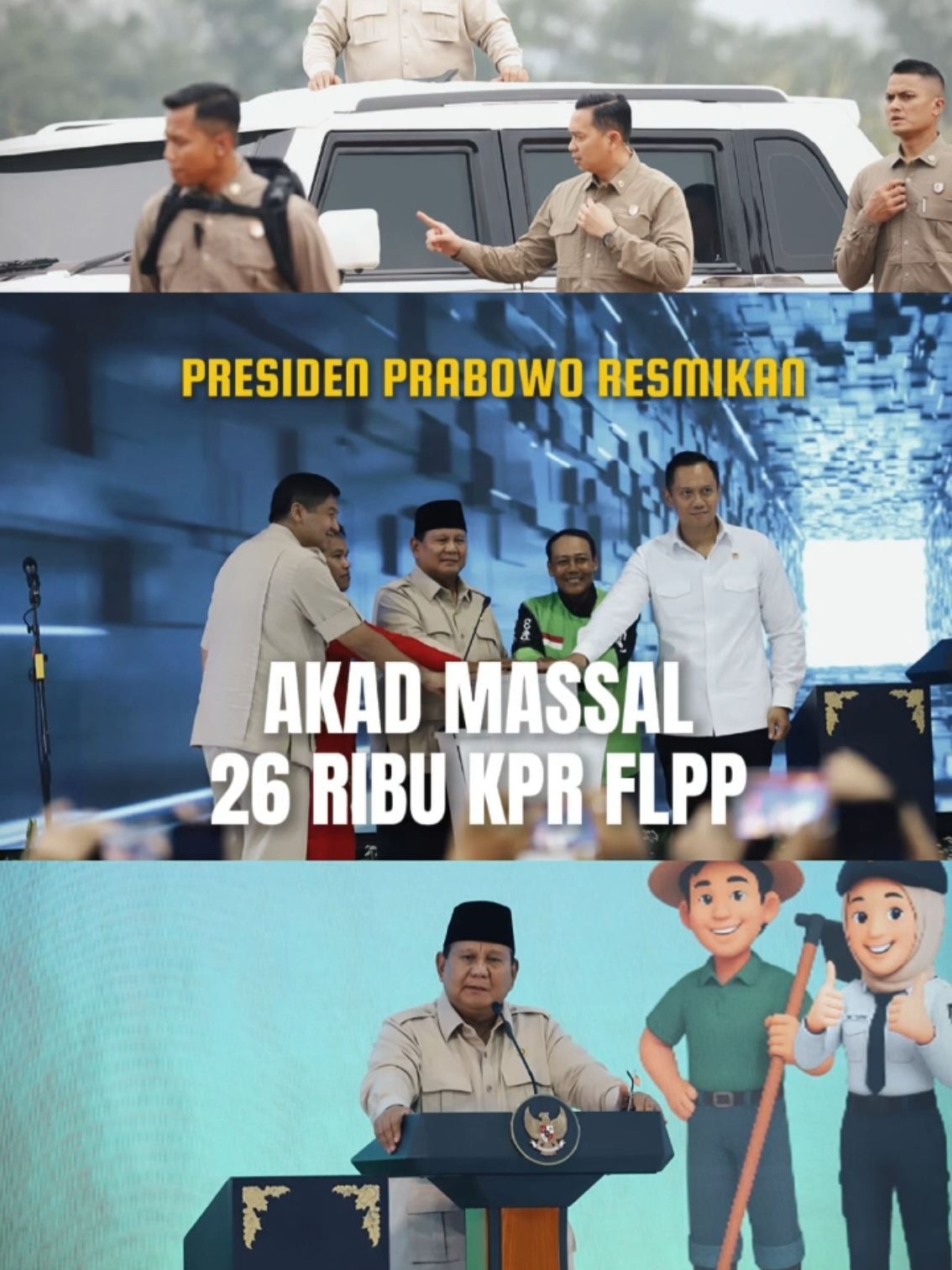 Presiden RI Prabowo Subianto meresmikan Akad Massal 26 Ribu KPR Sejahtera FLPP sekaligus melakukan serah terima kunci rumah di Pesona Kahuripan 10, Cileungsi, Kabupaten Bogor, Senin 29 September 2025.  Acara yang digelar secara hybrid ini menjadi simbol hadirnya negara dalam membantu masyarakat berpenghasilan rendah mewujudkan impian memiliki rumah layak huni. Dalam kesempatan penuh haru tersebut, Bupati Bogor turut hadir mendampingi Presiden Prabowo, menyampaikan dukungan penuh Pemerintah Kabupaten Bogor terhadap program nasional perumahan rakyat ini. Kehadiran pemimpin daerah bersama Presiden menegaskan komitmen bersama untuk menghadirkan keadilan sosial dan meningkatkan kesejahteraan masyarakat melalui kepemilikan rumah yang layak dan terjangkau. Salam Bogor Istimewa Kuta Udaya Wangsa  #perumahan #warga #presiden #prabowo #rudysusmanto 