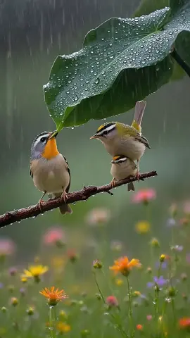 Mother bird sheltering their kids 🤩💕
