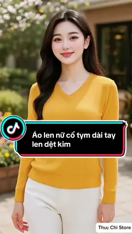 Áo len nữ cổ tym dài tay len dệt kim. #aolendaitay #thoitrangnu #xuhuong #viral #thinhhanh 