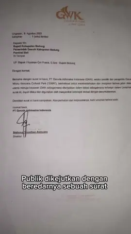 Pak Giri harusnya bersuara! 📢 Surat GWK tahun 2022 jelas menyatakan akses jalan tetap untuk masyarakat. Kalau janji hitam di atas putih sudah ada, kenapa sekarang warga justru dikurung tembok? Jangan diam, Badung butuh pemimpin yang tegas berpihak pada rakyatnya. ✊ #GWK #BadungUpdate #BaliBergerak #SaveUngasan 