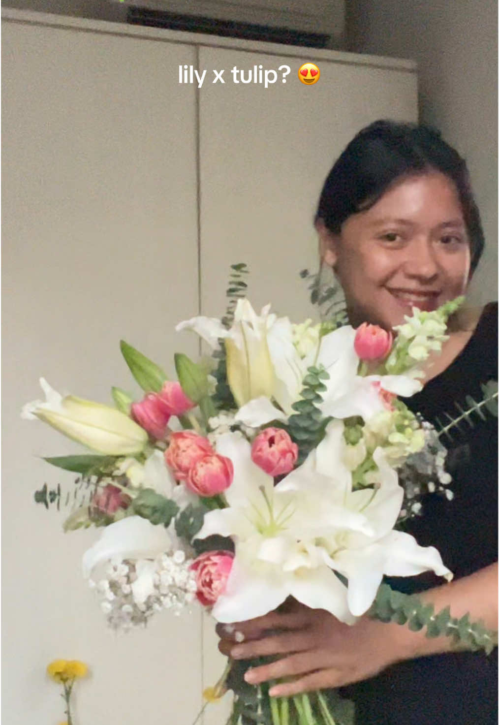 lilies x tulips??? tebak hargaaa 😆 #thumbelinabouquet #thumbelina #bouquet #lily #tulips 